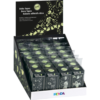 HEYDA Ruban adhsif dcoratif Glow in the dark, prsentoir
