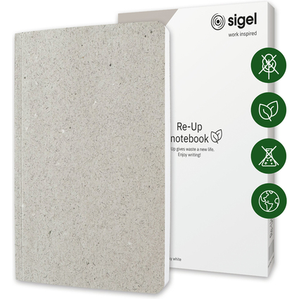 sigel Carnet de notes Re-Up, A5, quadrill, blanc calcaire
