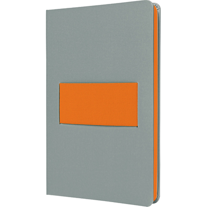 papier Carnet Linescape, A5, quadrill, gris / orange fluo