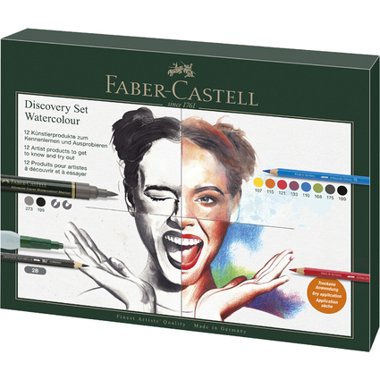 FABER-CASTELL Kit aquarelle Discovery, 12 pices