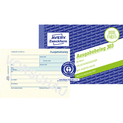 AVERY Zweckform Formularbuch "Ausgabebeleg", A6 quer, gelb