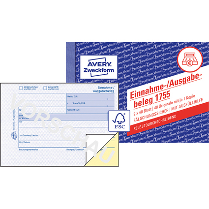 AVERY Zweckform Formularbuch "Einnahme-/Ausgabebeleg", SD