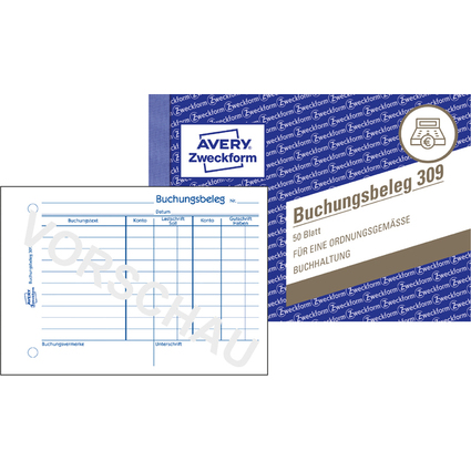 AVERY Zweckform Formularbuch "Buchungsbeleg", A6 quer