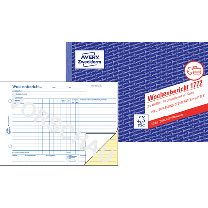 AVERY Zweckform Formularbuch "Wochenbericht", SD, A5 quer