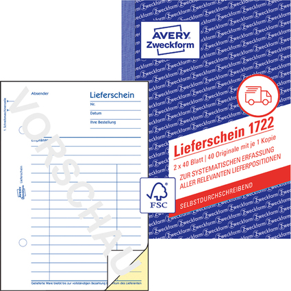 AVERY Zweckform Formularbuch "Lieferschein", SD, A6