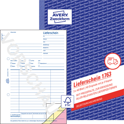 AVERY Zweckform Formularbuch "Lieferschein mit Preisspalte"