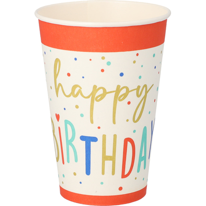 PAPSTAR Gobelet en carton "Happy Birthday", 0,2 l