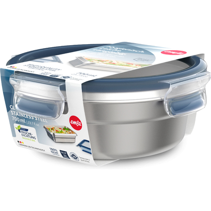 emsa Bote de conservation CLIP & CLOSE STEEL, 0,7 L, bleu