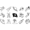 HEYDA Kit de tampons  motifs "pirates & astronaute", bote