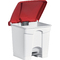 helit Poubelle  pdale "the step", 30 litres, blanc/rouge