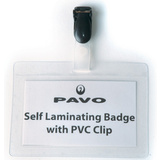 pavo porte-badge plastifi, avec clip, 54 x 90 mm