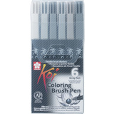 SAKURA stylo pinceau koi Coloring Brush, tui de 6, gris