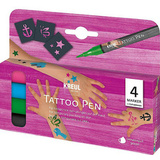 KREUL stylo de tatouage Tattoo Pen, set de 4 " Ancre, toile