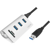 LogiLink hub USB 3.0 + lecteur de carte, 3 ports, argent