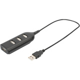 DIGITUS hub USB 2.0, 4 ports, longueur cble : 300 mm, noir
