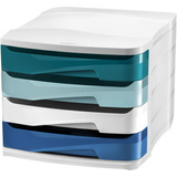 CEP module de classement Riviera, 4 tiroirs, blanc / bleu