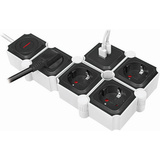 LogiLink bloc multiprises flexible, avec 2x USB, noir/blanc