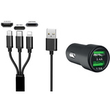 IWH chargeur USB pour voiture "3EN1", 12/24 V, noir
