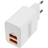 DIGITUS chargeur USB, 2x USB-A, 15,5 watts, blanc