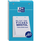 Oxford bloc de fiches bristol, 125 x 200 mm, quadrill,blanc