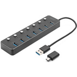 DIGITUS hub USB 3.0, 7 ports, commutable, botier aluminium