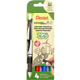 Pentel stylo roller  encre gel energel BL77 Eco, tui de 4