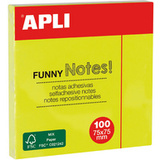 APLI notes adhsives "FUNNY Notes!", 75 x 75 mm, jaune fluo