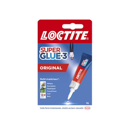 LOCTITE Colle instantane SUPER GLUE-3 Original, tube de 3 g