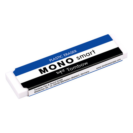Tombow Gomme en plastique "MONO smart", extra mince, blanc