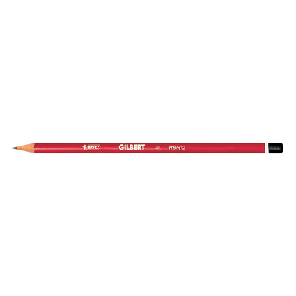 BIC Crayon Gilbert 33, duret: HB, rond, laqu en rouge