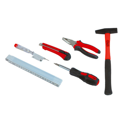 BRDER MANNESMANN Sac avec kit d'outils 7 pices, noir/rouge