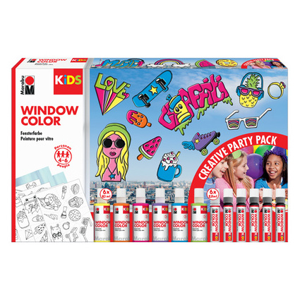 Marabu KiDS Kit Window Color "Party Pack", 6 x 80 ml