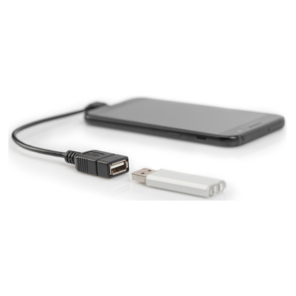 DIGITUS Cble adaptateur USB 2.0, micro USB-B - USB-A, 0,15m