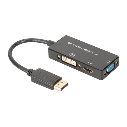 DIGITUS Convertisseur 3en1 DisplayPort 1.2, DP- HDMI+DVI+VGA