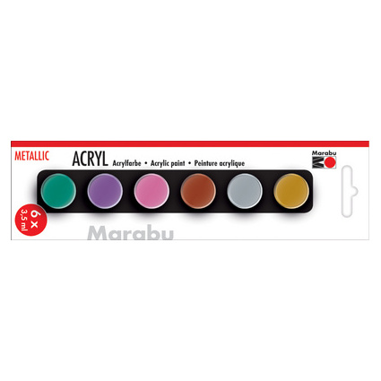 Marabu Set de peinture acrylique "METALLIC", 6 x 3,5 ml