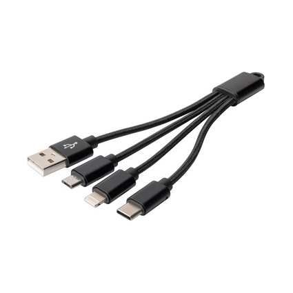 DIGITUS Cble de charge 3-en-1, USB A-Lightning + Micro USB