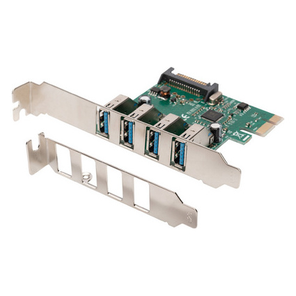 DIGITUS Carte rseau PCI Express USB 3.0, 4 ports, 5 Gbit/s.
