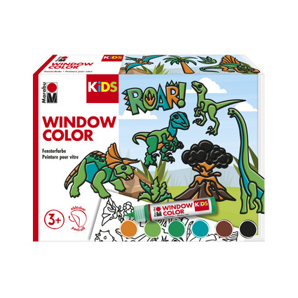 Marabu KiDS Kit Window Color "Dinosaures", 6 x 25 ml