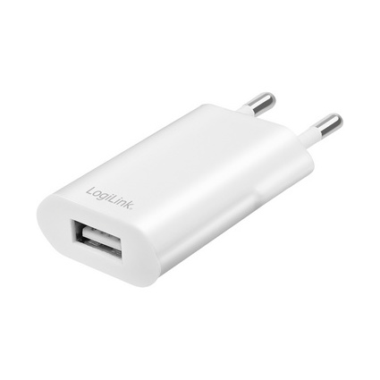 LogiLink Adaptateur de prise USB, 1x USB-A, 5 W, blanc