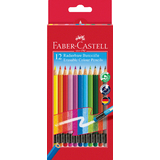 FABER-CASTELL crayon de couleur gommable, tui carton de 12