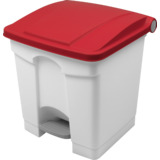 helit poubelle  pdale "the step", 30 litres, blanc/rouge
