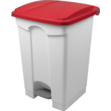 helit poubelle  pdale "the step", 45 litres, blanc/rouge