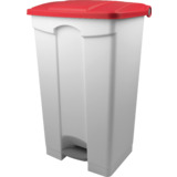 helit poubelle  pdale "the step", 90 litres, blanc/rouge