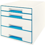 LEITZ bloc de classement WOW CUBE, 4 tiroirs, blanc/bleu