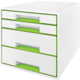 LEITZ bloc de classement WOW CUBE, 4 tiroirs, blanc/vert
