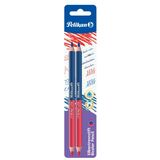 Pelikan crayon bicolore gros, rouge/blau, carte blister de 2