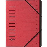 PAGNA Trieur, A4, en carton, 12 compartiments, rouge