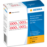HERMA etiquette numrique 0-999, 10 x 22 mm, rouge, double