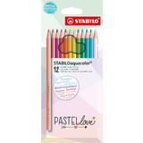 STABILO crayon de couleur aquacolor PASTELlove, tui de 12