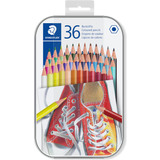 STAEDTLER crayon de couleur hexagonal, tui en mtal de 36